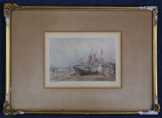 George Weatherill (1810-1890) In Colliers Hope, Whitby, 3.75 x 5.25in.